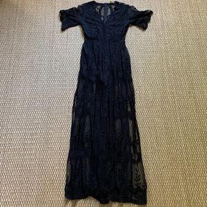 Black Lace Maxi Romper